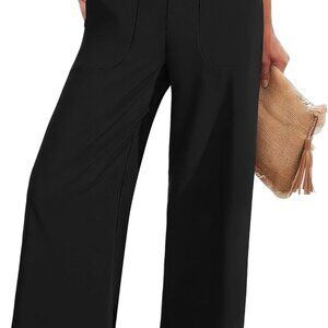 Versatile Women's Palazzo Pants - Soft Polyester Blend with Zipper Pockets